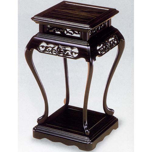 高卓四方高卓縞黒檀唐木ねこ足香台花台飾り台 高